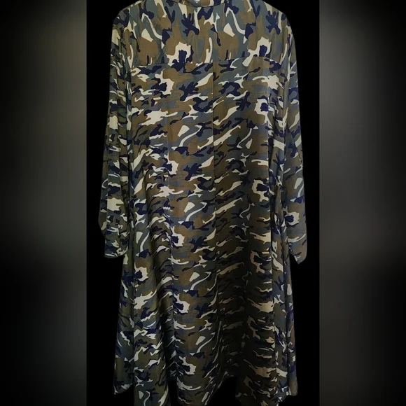 Step In Style High Low Camouflage Long Sleeve Button Front Dress 3x Nwt - Picture 3 of 4